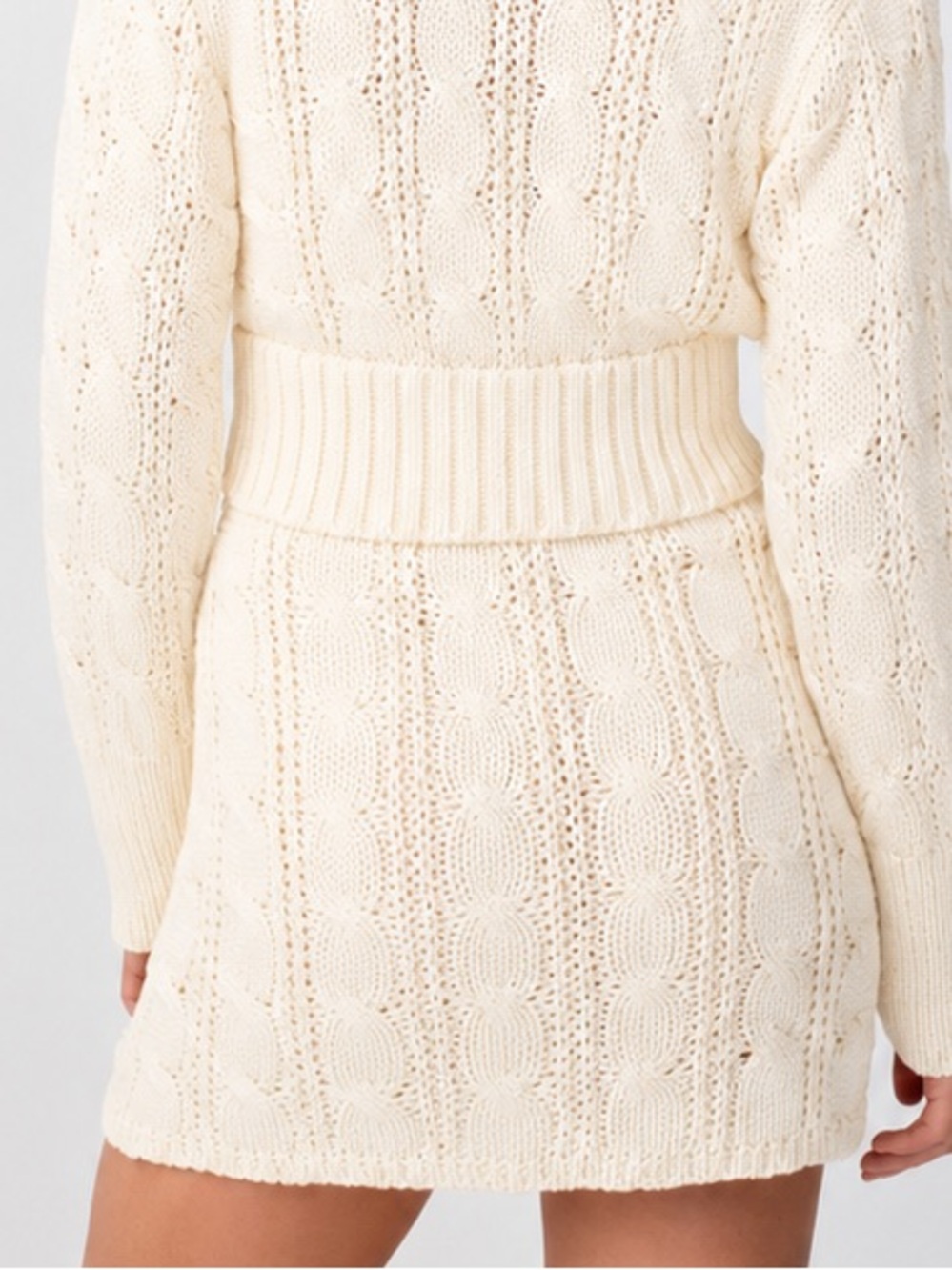 Calle Del Mar Chunky Cable Mini Skirt | Cream Knit USA Made Size Small